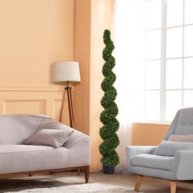 7FT Spiral Topiary Trees Artificial Outdoor Faux Boxwood Plants Large Twisted Green Potted Trees for Garden Front Porch Patio Planter Decoration, 1pc/