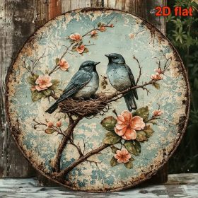 CIFbuy 1pc Vintage Bird Nesting Wall Decor 8x8in, "" Decor 8x8in, Round Sign Spring Birds Nest Plaque Frameless HangingTikTok, TikTok