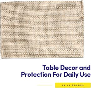 Collection 100% Cotton Placemats for Dining Room Rectangle Two Tone Woven Fabric 13" x 19" Soft Durable Table Mat Set, Set of 6, Eggshell
