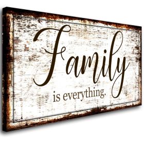 Family is Everything Wall Decor-Rustic Family Quote Print Canvas for Farmhouse-Family Signs Wall Art- Framed Artwork Wall Decoration for Living R