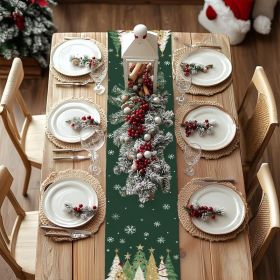 Christmas Table Runner 13x72 Inch, Xmas Trees Snowflakes Holiday Decorative Farmhouse Table Decoration for Kitchen Dinning