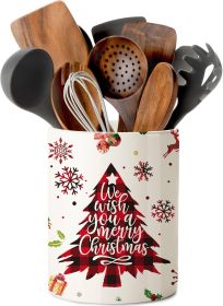 Christmas Kitchen Decor Ceramic Utensil Holder, Cute Red Christmas Tree Utensils Holder