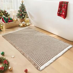 Waffle Bath Mat - Boho Bathroom Rugs Non Slip Washable, Super Absorbent & Quick Dry, Small Bath Mats Farmhouse Bathroom Decor, 18'' x 30''