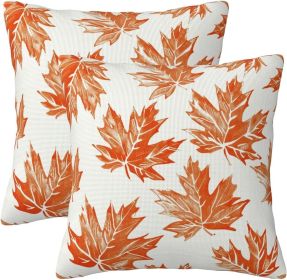 Fall Pillow Covers 18x18 Inch Set of 2 Autumn Themed Burnt Orange Maple Leaf Decorative Throw Pillows Outdoor Farmhouse Decor Cushion Covers for