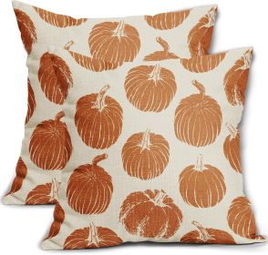 Burnt Orange Pumpkin Fall Throw Pillow Covers 18x18 Set of 2