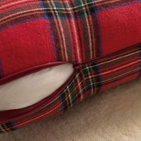 Pack of 2 Christmas Plaid Decorative Throw Pillow Covers Scottish Tartan Cushion Case for Farmhouse Home Holiday Decor Red and Green, 18 x 18 Inc