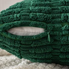 Pack of 2 Christmas Dark Green Corduroy Decorative Pillow Covers 18x18 Inch Soft Boho Striped Throw Pillow Covers Modern Farmhouse Home Decor for