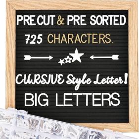 Changeable Felt Letter Board with Letters, Pre Cut & Sorted 725 Letters, First Day of School Board, 10x10 Inch Message Board