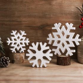 Rustic Farmhouse Table Decoration, 3 Pcs Snowflake Wooden Sign