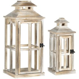 Large Rustic Wooden Lantern (No Glass), Natural