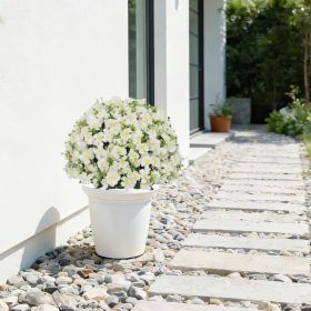 24-Inch Faux Flower Artificial Snow Lotus Potted Plant  UV-Resistant Artificial Floral Decor  Suitable for Indoor & Outdoor Spaces(White) ,2 Pots per